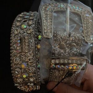 Genovese silver luxury studded rhinestones fashion belt